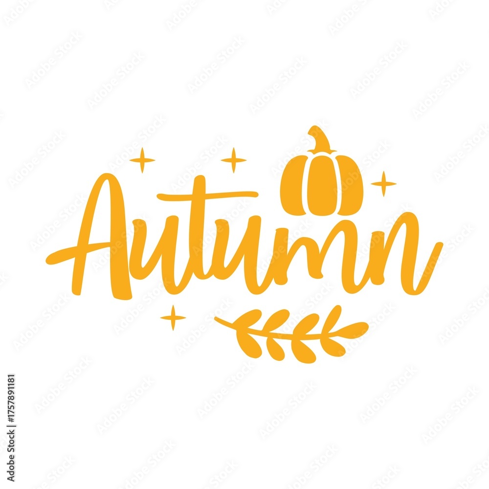 Fototapeta premium Autumn fall typography clip art design on plain white transparent isolated background for card, shirt, hoodie, sweatshirt, apparel, tag, mug, icon, poster or badge