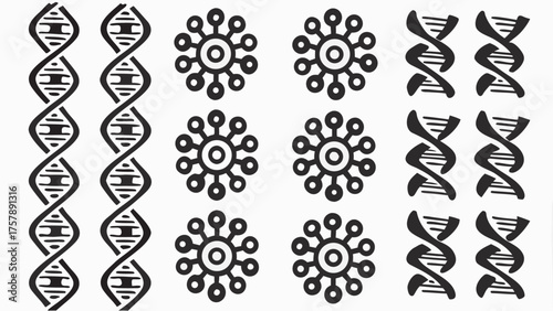 Scientific medical design featuring DNA strands and virus cells for innovative healthcare solutions