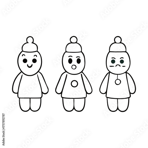 A delightful coloring page featuring tiny clay figurines, full of charm and detail, inviting creativity as you bring each miniature character to colorful life.
