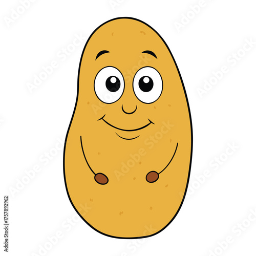 A plump potato with smooth skin and earthy texture, perfect for coloring. Its rounded shape and subtle eyes make it fun to shade and bring to life with creativity.
