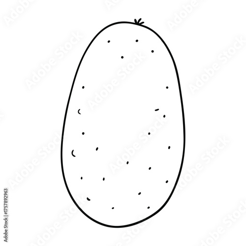 A fun potato coloring page featuring a plump spud with simple outlines and earthy details. Kids can shade it brown, add eyes or sprouts, and learn about vegetables creatively.
