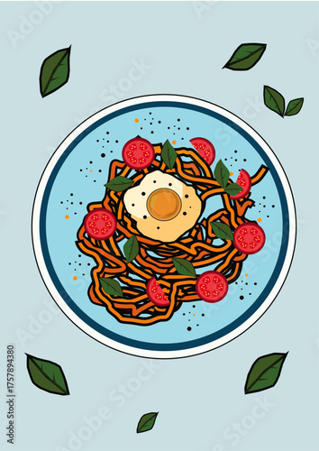 Illustration Vector  Spagheti cartoon art