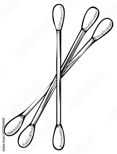 black and white cotton swabs clip art preview