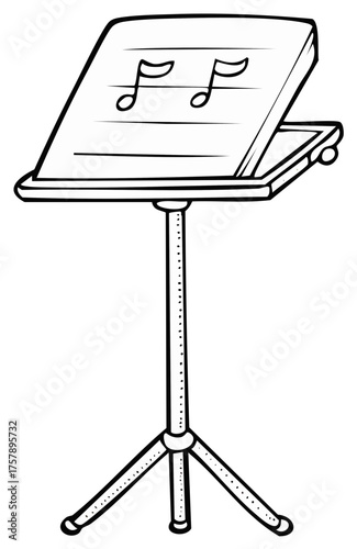 Music stand with musical notes - Isolated musical equipment, classic design.