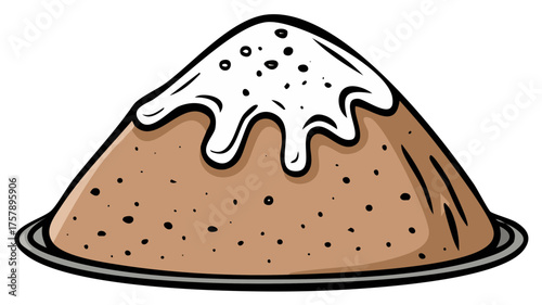 Cartoon illustration of a cake with white icing
