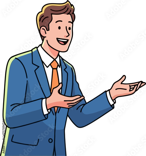 engaging professional clarifies choices, presenting opportunities with confident open hands