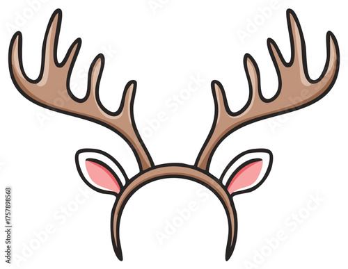 Cartoon Antlers Headband with Pink Deer Ears for Festive Dress Up