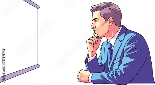 strategic mind ponders data, visualizing future success and next steps