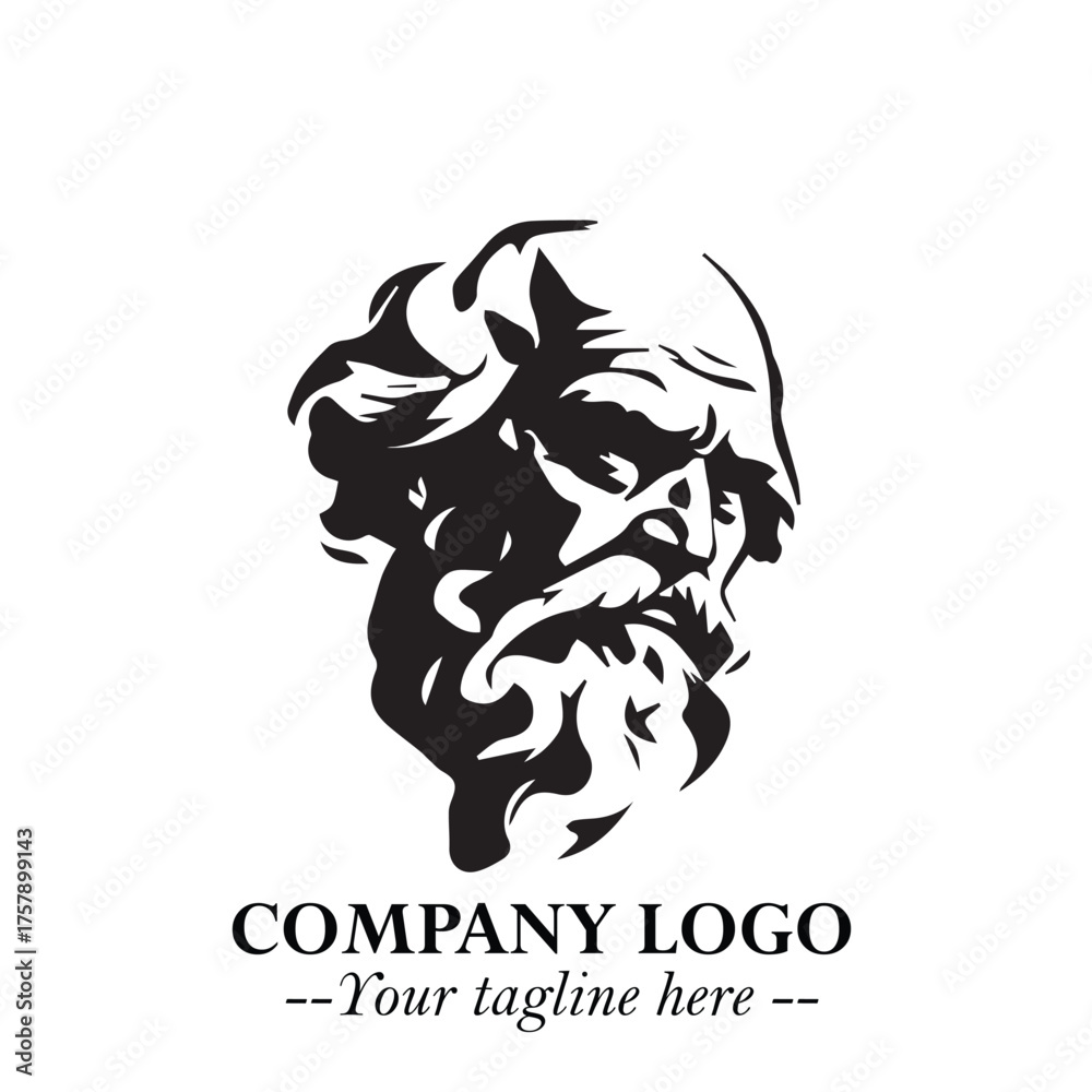 Fototapeta premium Classic Old Man Logo Symbol in Black on White Background with Vintage and Minimalist Design