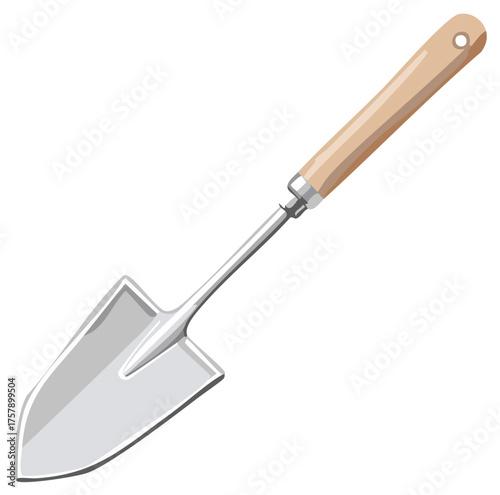 Gardening trowel with wooden handle for planting and digging in soil
