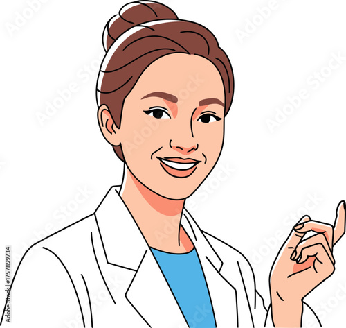 professional woman points confidently, delivering clear, trusted, insightful medical counsel