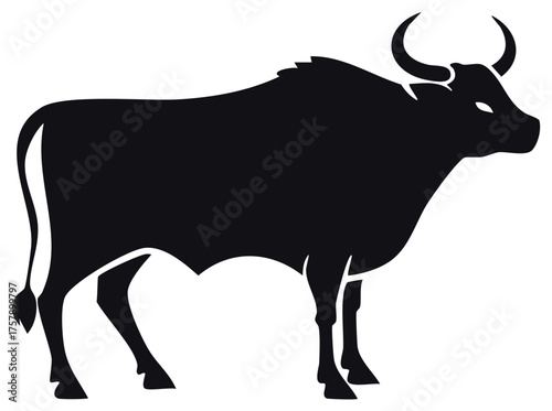 Powerful bull silhouette vector illustration of a strong muscular livestock animal