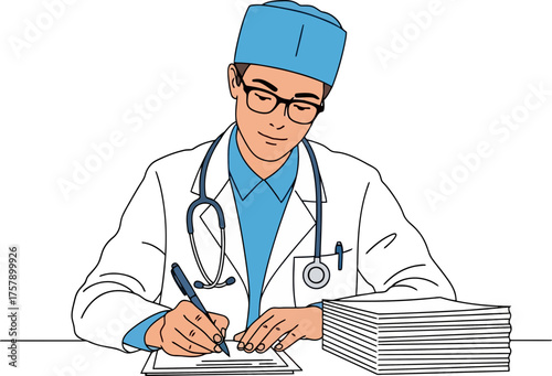 focused practitioner administers health records, orchestrating comprehensive patient care journeys