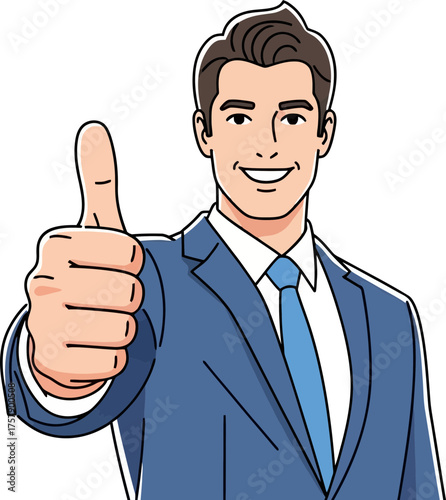 optimistic executive gives hearty approval, signaling outstanding success and agreement