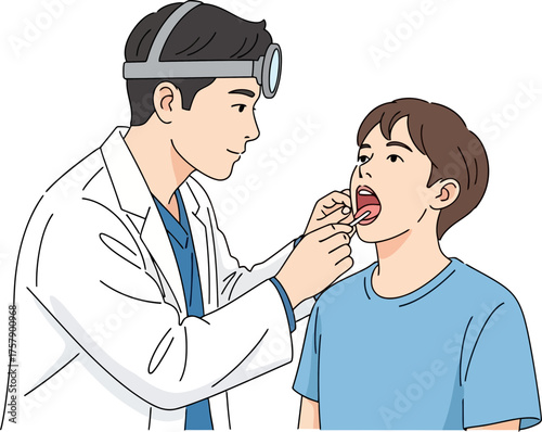 a compassionate pediatrician gently checks a young patients oral health