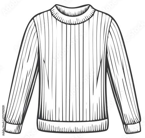 Striking Illustration of a Ribbed Knit Sweater: Vector Design of Striped Pullover for Winter Fashion