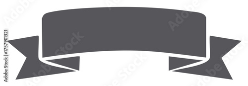 Simple Dark Grey Ribbon Banner With Folded Ends For Text