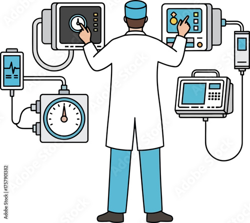 clinical engineer finetunes life support, guaranteeing critical care with expert touch