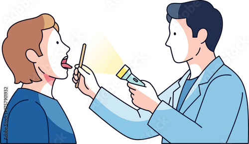 illuminating wellness doctor examines patients throat, guiding towards healthier insights