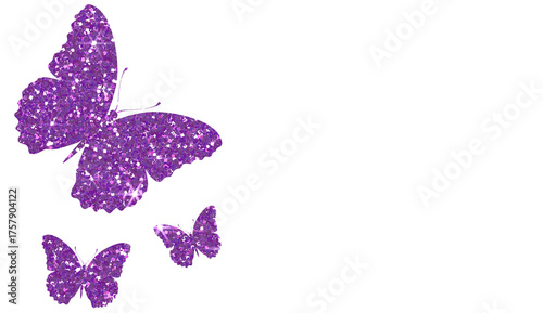 Elegant Purple Glitter Butterflies Flying  Illustration
