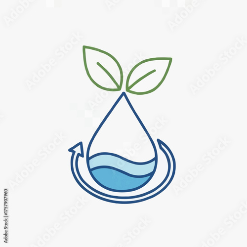 Eco Water Vector Icon – Save and Protect Nature
