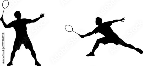 set of badminton players exercising