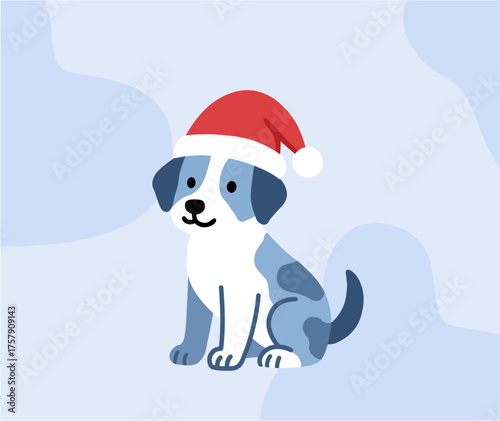 Cute Christmas Puppy with Santa Hat