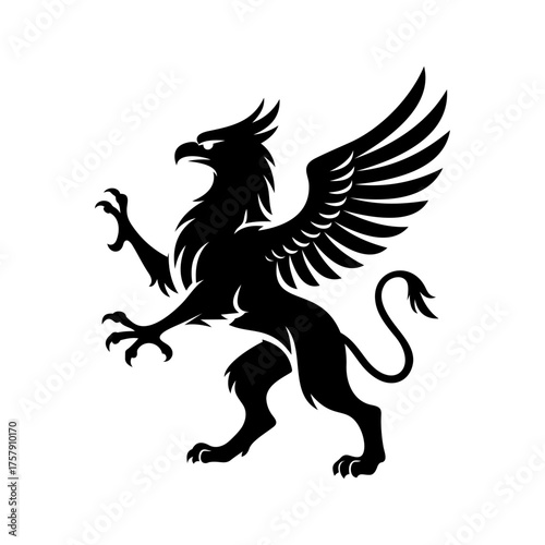 heraldic griffin silhouette vector illustration
