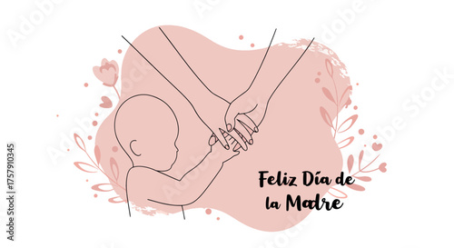 Mother and Child Holding Hands Illustration for Mother's Day Celebration