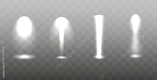 Light sources, concert lighting, spotlights. Concert spotlight with ray illuminated spotlights for web design illustration.