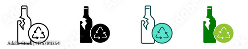 Glass Recycling  Icon Set Multiple Style Collection

