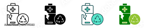 Battery Recycling  Icon Set Multiple Style Collection
