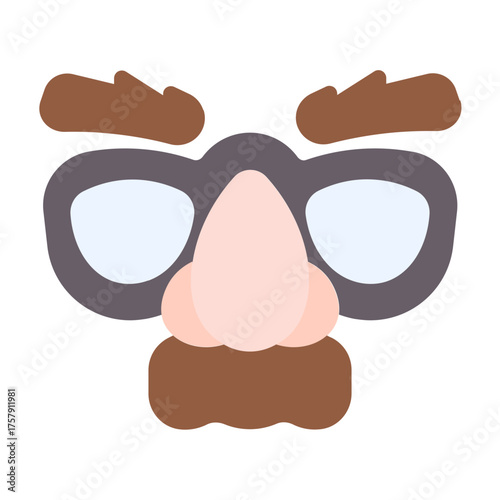 old man mask icon with flat style