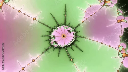 Abstract Fractal Swirls with Pink and Green Hues