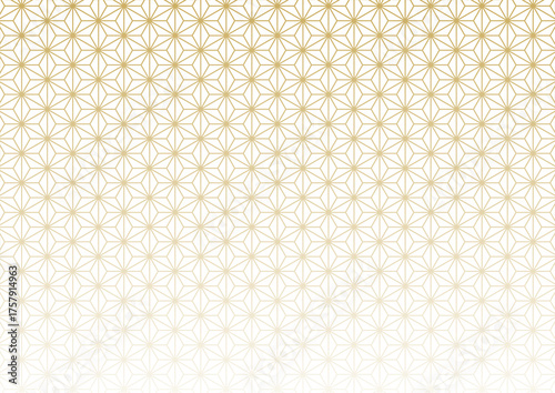 金色のグラデーション和柄背景（麻の葉）