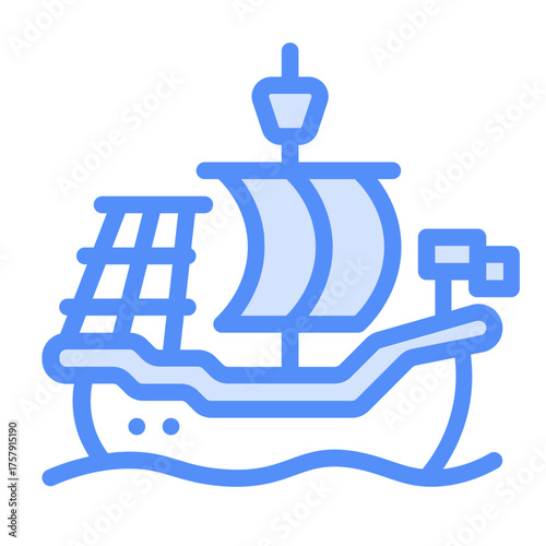 santa maria ship icon with lineal color style