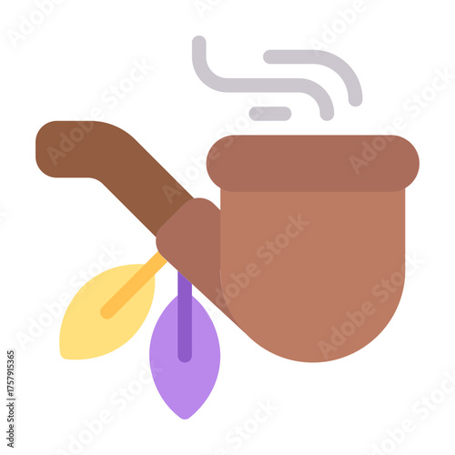tobacco pipe icon with flat style