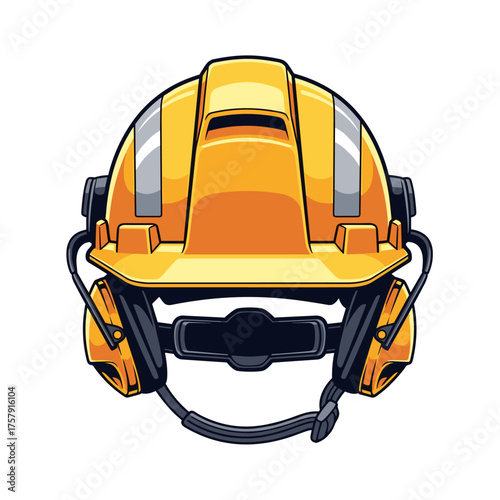 Safety hard hat with ear protection vector