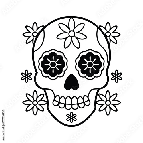 Day of the dead inspired skull