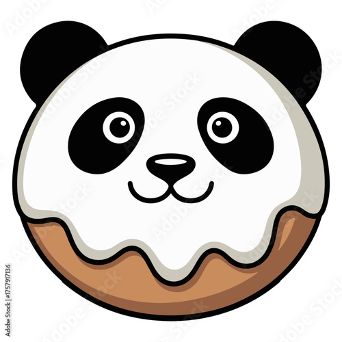 Panda donut with a smiling face, ready to brighten any day