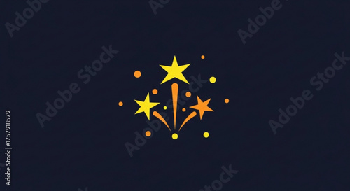 A cluster of golden stars and sparks against a dark blue background, evoking a sense of wonder and magic perfect for festive occasions and celebrations