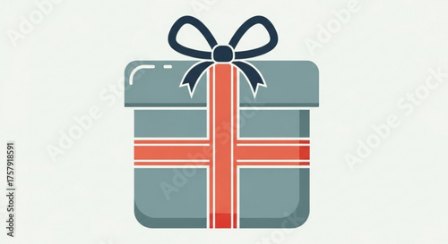 Illustration of a gift box with a ribbon and bow perfect for birthday, christmas, or any special occasion celebration