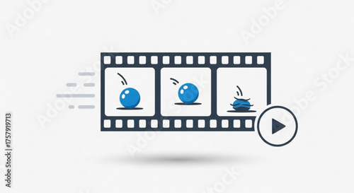 A storyboard illustration of a ball bouncing and transforming into a pancake, , showcasing animation and transformation