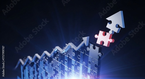 Business puzzle pieces fitting together symbolizing strategy and teamwork