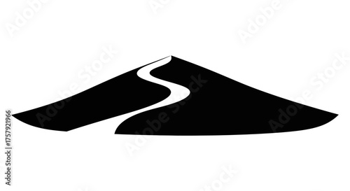 minimalist mountain journey path ascends towards new beginnings and success, isolated on transparent background