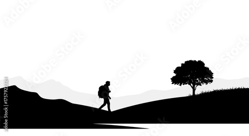 quiet resolve one explorers persistent journey across endless, unfolding terrains, isolated on transparent background