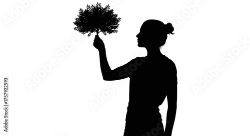 future blooms in hand, a silhouette nurturing tomorrows green vision, isolated on transparent background