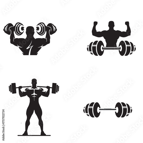 Illustration of a simple gym logo with basic colors 