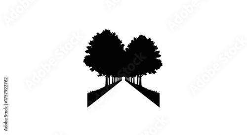 natures gateway path through iconic trees towards distant future, isolated on transparent background