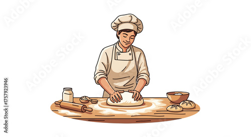 artisans gentle hands knead dough, crafting tomorrows comforting bread, isolated on transparent background